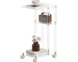 Acryl C-vormige tafel - Roltafel bijzettafel - Werkplek aanpassen - Schuift onder bank - 156 x 116 x 27 inch