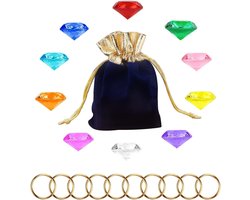 Acryl Diamanten en Gouden Ringen Set voor Taartdecoratie, 10 Stuks Acryl Diamanten en 10 Stuks Gouden Ringen voor Verjaardagsfeesten en Feestdecoratie