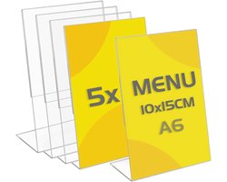 Acryl Display Standaard - Transparant Bord - Menu Presentatie - Kantelbaar Ontwerp - A6 Formaat - Helder