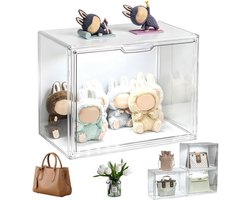 Acryl Displaydoos - Vitrinekast - 36x27x22cm - LED Verlichting & USB Voeding - Transparant Stofvrij - Magnetische Deur & Stapelbaar - Voor Sneakers, Tassen & Verzamelobjecten