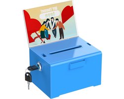 Acryl Donatiebox met Slot en Signaalhouder - Veilige Stem- en Suggestiekast voor Fondsenwerving, 15.7 x 12.7 x 10.2 cm, Ideaal voor Evenementen en Activiteiten