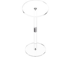 Acryl Drink Tafel, Transparante Ronde Bovenkant Met Sterke Paal, Modern Transparante Zijtafel voor Koffie, Snack, en Dranken, Eenvoudig Te Assembleren, 25,4 X 25,4 X 54 CM