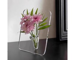 Acryl Fotolijstvaas – Art Deco Bloemen – Kristalheldere Transparante Acrylvaas – Decoratie voor Thuis, Slaapkamer en Kantoor-Vaas