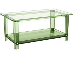 Acryl Koffietafel, 2-Laag Rechthoekige Tafel Met Opslagplank, Modern Ontwerp voor Woonkamer, Eetruimte, Keuken, Kantoor, 50 X 80 X 40 CM (Groen)