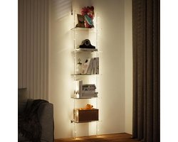 Acryl Ladder Rack, 5 Laags Boekenkast, Wandplank voor Kleine Ruimtes, Transparante Smalle Boekenkast voor Woonkamer, Badkamer en Kantoor, Multifunctionele Open Staande Rek