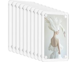 Acryl Lijstje - 10 Stuks - Magnetische Fotolijst - 9 X 6 Cm - Fotolijsten Collage Voor Koelkast - Fotolijst - Fotokader - Fotolijst Zonder Lijst - Magnetische Acryl Fotolijst - Geschikt Voor Het Tentoonstellen Van Pasfoto's, Familiefoto - Transparant