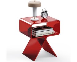 Acryl nachtkastje bijzettafel, modern design Clear Home Decor display eindtafel (rood)