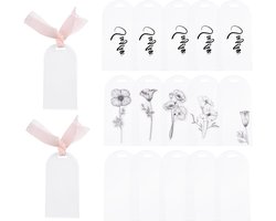 Acryl Plaats Kaarten Gebogen Clear - 15 stuks - Gereserveerde Borden voor Stoelen en Naam Tags met Roze Lint - Voor Bruiloft Receptie