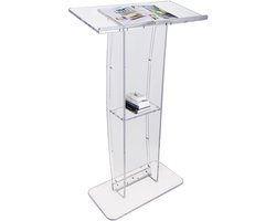 Acryl Podium, 47” Hoog ,Transparante Standaard ,met Breed Leesoppervlak En Plank,Vloerstandaard voor Kerk, Kantoor, School