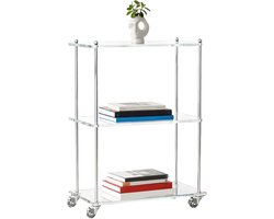Acryl Roltafel - Serveertrolley Drankkar - Drankjes Serveren - Drievoudig Ontwerp - 68 x 40 x 24 cm - Transparant