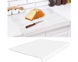 Acryl snijplank voor op het aanrecht, transparante snijplank met rand, verbeterde dikke antislip transparante acryl snijplank, geschikt voor aanrechtbladen thuis (18 * 14 inch) (groot)