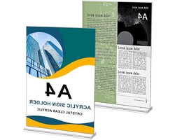 Acryl T-Stands voor Advertenties en Menu's - Set van 2 Transparante A4 Tafelhouders voor Brochures en Fotolijsten (21 x 29,7 cm)
