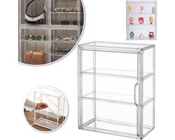 Acryl Vitrinekast Met 3 Lagen Magnetische Deur En 2 Verstelbare Tussenschotten - Kristalhelder Stofbestendig Stapelbaar Gemakkelijk Toegankelijk - Voor Beeldjes, Speelgoed, Boeken En Parfums