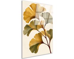 Acrylglas schilderij - Japandi - Botanicals - Moderne in huis - Accessoires woonkamer - Kunst aan de muur hal - Gouden woondecoratie - Luxe - 30x45 cm