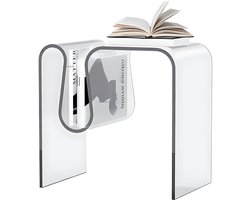 Acrylic M-Shape Side Table - Clear Bedside Table for Living Room, Bedroom, Office - 45x30x45 cm, 20 kg Capacity