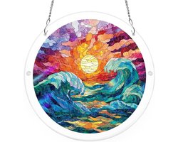 Acrylpuzzel Suncatcher, raamdecoratie om op te hangen, handgemaakte zonnevanger, voor tuin, terras, raam en deur (gouden tijd)
