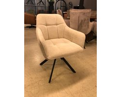 ACTIE! - Eetkamerstoel Adore - Draaibaar - Beige - Metalen onderstel - Stoel met arm