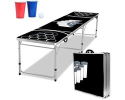 ACXIN Beer Pong Tafel Set Aluminium – Inklapbaar & Verstelbaar – 5 Ballen en 100 Bekers