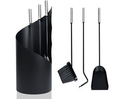 ACXIN Haardset 4-delig RVS & Gietijzer Haardgereedschap Set Houtkachel Schoonmaakset Zwart