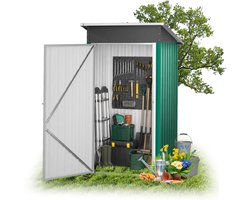 ACXIN Metalen Tuinhuis - Weerbestendige Gereedschapsschuur - Schuin Dak & Ventilatie - Afsluitbare Tuinopslag - 108x91x185 cm - Groen