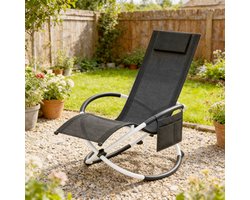 ACXIN Schommelligstoel X-Form Ergonomische Relaxstoel - Inklapbare Tuinligstoel met Hoofdsteun & Zijvak - Ligstoel Schommelstoel voor Tuin Terras Camping - Weerbestendig 150kg Belastbaar - 150x73.5x92 cm