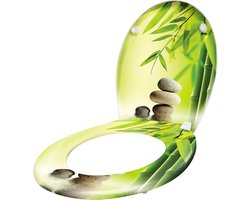 ACXIN Toiletbril Duroplast Met Soft Close Antibacterieel Groene Bamboe