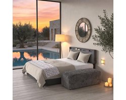 ACXIN Tweepersoonsbed Bed met Opbergruimte 4 Laden Metalen Frame Modern Slaapkamer Gastenkamer - 140x200 cm - Donkergrijs