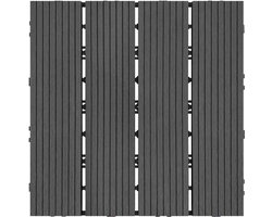 ACXIN WPC Balkon Tegels Kliksysteem Terrasvloeren Kunststof Houtlook Balkonvloer Tuin Terras 30x30 Cm 11-Delig - Antraciet