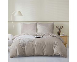 Adamas Zijdeweverij Beddengoed 160x200 Taupe Gestreept