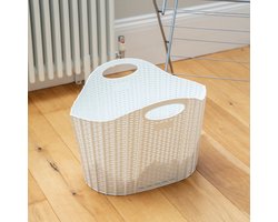Addis - Ruimte besparende opvouwbare / inklapbare wasmand - 38 liter - Rattan - Wit
