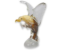 Adelaar beeld van Murano glas – handgemaakt glazen adelaar in vlucht – luxe decoratief figuur voor woonkamer, kantoor of vitrinekast
