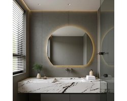 Adema Aura Badkamerspiegel - 120x102cm - Halfrond - Horizontaal / Verticaal - indirecte LED verlichting - Spiegelverwarming - Infrarood