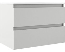 Adema Chaci Badkameronderkast - 80cm - 2 lades - greeploos - binnenlade linnen - mat wit