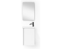 Adema Chaci Fonteinkast set - 40x55cm - onderkast - wastafelblad - spiegel - mat wit