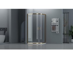 Adema Dawn Douchecabine - 80x80x185cm - kwartrond - goud mat