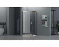 Adema Dawn Douchecabine - 90x90x185cm - vierkant - goud mat