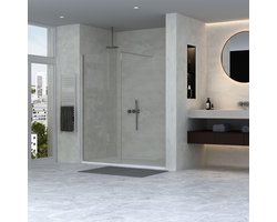 Adema Dawn Inloopdouche - 120x200cm - wandprofiel - stabilisatiestang - helder glas - chroom