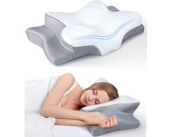 Ademvrij Hoofdkussen - Vlinderkussen - Anti Snurk - CPAP Kussen ✓ Orthopedisch Traagschuim Nekkussen - Ergonomisch Vlinder Slaapkussen - Cervicaal Hoofdkussen - Memory Foam Voor Nekklachten - Ademvrij Hoofdkussen Apneu - Comfortabel Bedkussen