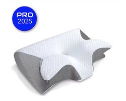Ademvrij Hoofdkussen - Vlinderkussen - Anti Snurk Kussen - Orthopedisch Traagschuim Nekkussen - CPAP Kussen voor Slaapapneu - Memory Foam Hoofdkussen bij Nek- & Schouderklachten - Comfortabel Bedkussen voor Zijslapers - 30 dagen proefslapen