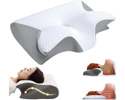 Ademvrij Hoofdkussen - Vlinderkussen - Anti Snurk - Orthopedisch Traagschuim Nekkussen - Ergonomisch Vlinder Slaapkussen - Cervicaal Hoofdkussen - Memory Foam Voor Nekklachten - Comfortabel Bedkussen - Apneu