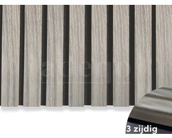 Adeqo Akupanel - Akoestische panelen - Grijs Eiken 260 x 60 cm - Hout Wandpaneel - Millieuvriendelijk Materiaal - Akoestische Panelen - 3D Wandpanelen - Wandpanelen Hout