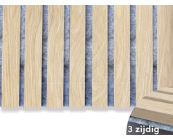 Adeqo Akupanel - Akoestische panelen - Natuurlijk Eiken grijs vilt 300 x 60 cm - Hout Wandpaneel - Millieuvriendelijk Materiaal - Akoestische Panelen - 3D Wandpanelen - Wandpanelen Hout