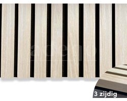 Adeqo Akupanel - Akoestische panelen - Wit Eiken 260 x 60 cm - Hout Wandpaneel - Millieuvriendelijk Materiaal - Akoestische Panelen - 3D Wandpanelen - Wandpanelen Hout