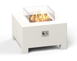 Adezz Burni vuurtafel Brann aluminium wit 80x80x50cm.