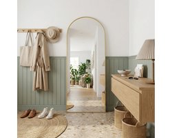 ADFBL Boogspiegel 173x63 cm Goud - Staande Passpiegel & Wandspiegel - Elegante Vloerspiegel met Gouden Rand - Romantisch & Vintage Design - Pas Spiegel voor Slaapkamer