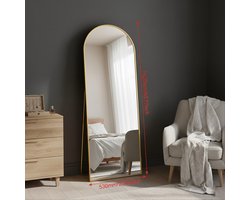 ADFBL Boogspiegel Goud 162x53 cm - Vrijstaande Passpiegel | Modern Aluminium Frame