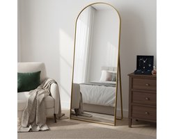 ADFBL Grote Boogspiegel Goud 180x80 cm - XXL Vrijstaande Passpiegel | Modern Aluminium Frame