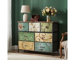 ADFBL Ladekast Industrieel met 7 Stoffen Lades - Vintage Design Houtlook | Commode Opbergkast voor Slaapkamer