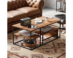 ADFBL Salontafel Set van 2 Zwart - Nesting Koffietafels Houtlook | Industrieel Modulair & Multi-level Opslag