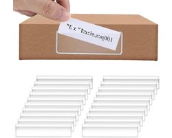 Adhesieve Planklabels - 100 Stuks Transparante Plastic Labels voor Opslagboxen - Naam, Open Zijde Prijslabels voor Supermarkt Rekken - Postvakken, Bedrijf Bibliotheek en Studenten